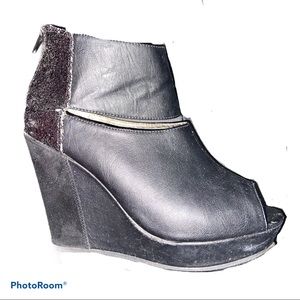 Black Wedge Ankle Boots